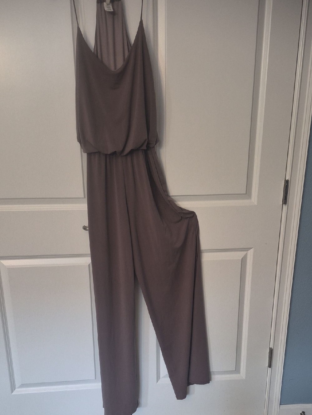 Sleeveless Wide-Leg Jumpsuit in Taupe
